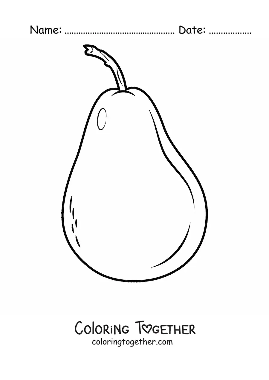 Coloring page of a pear with a stem
