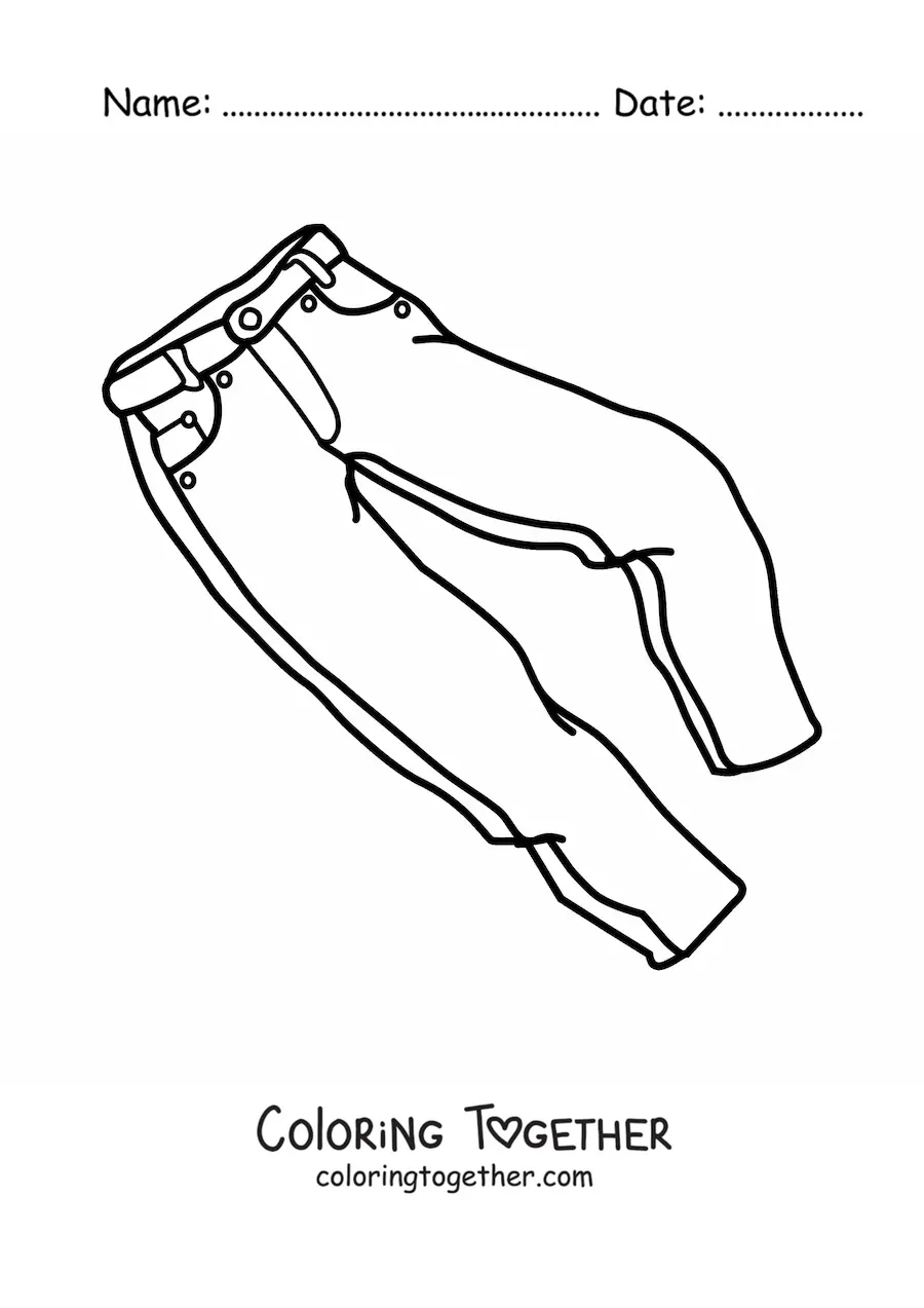 Coloring page of a pair of jeans