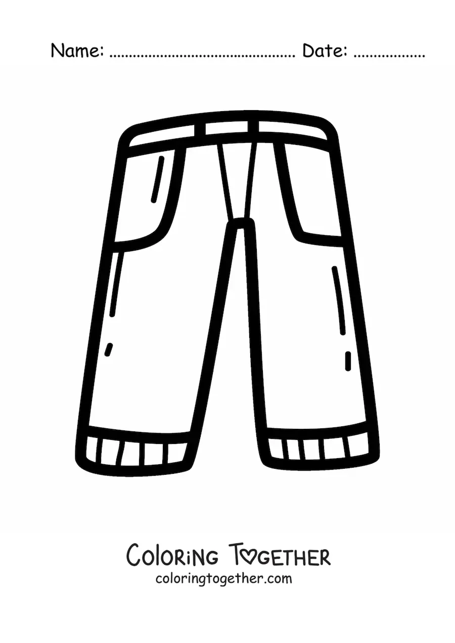 Coloring page of a pair of shorts