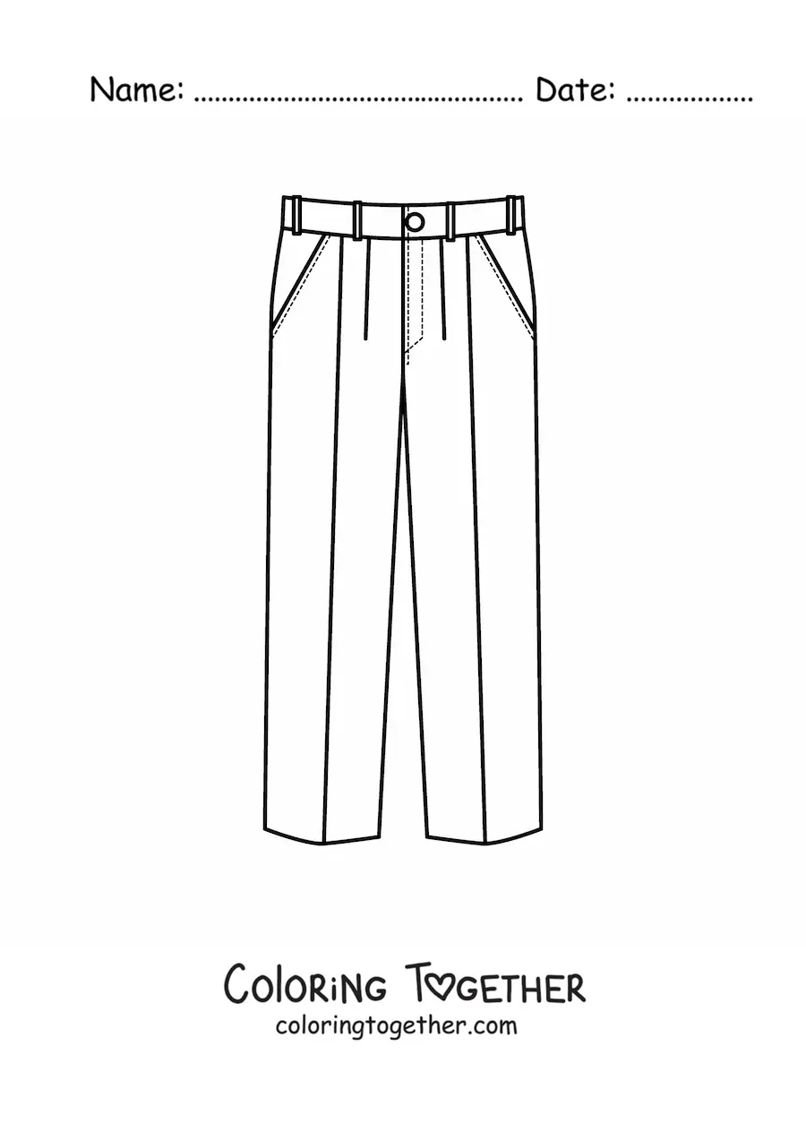 Coloring page of a pair of striped pants