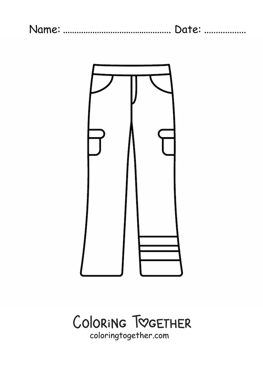 Coloring page of a pair of fun pants