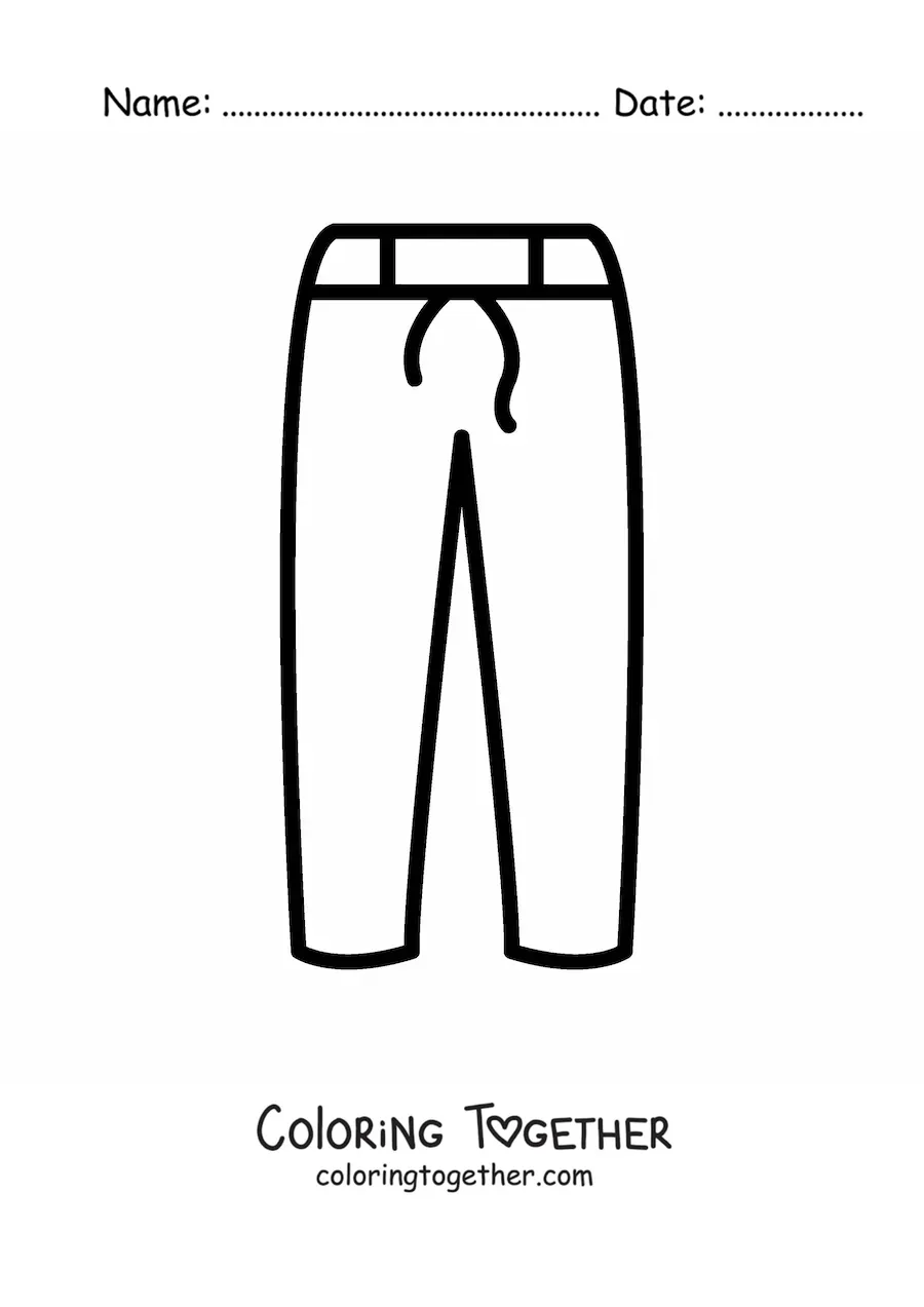 Coloring page of a pair of simple pants