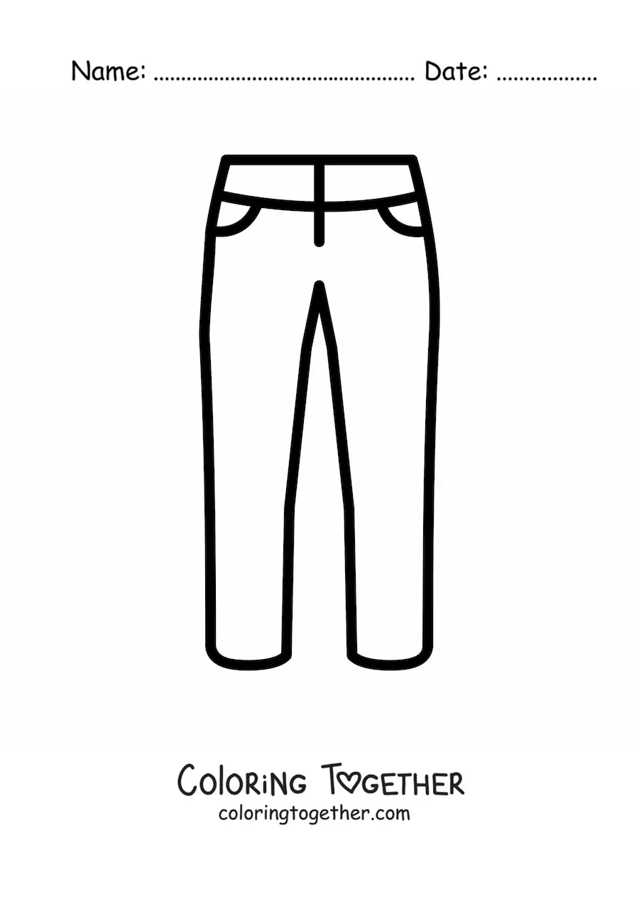 Coloring page of a pair of pants