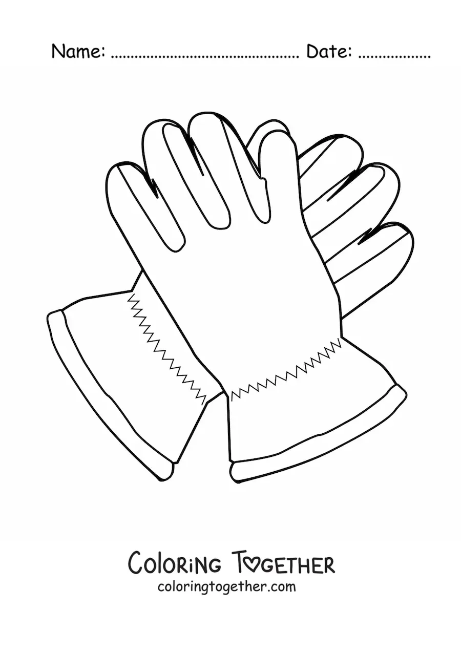 Coloring page of a pair of gloves