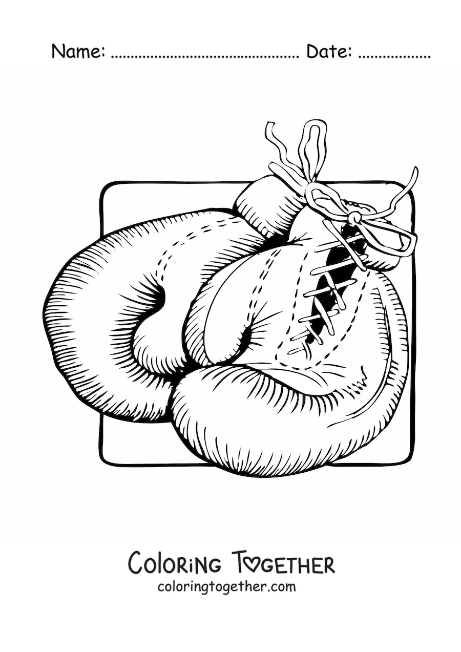 Coloring page of a pair of boxing gloves