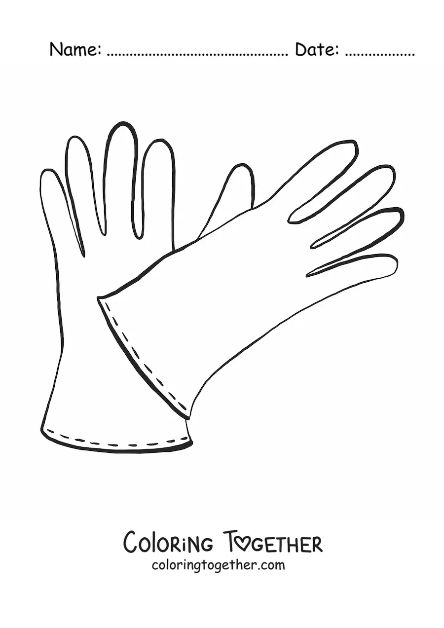 Coloring page of a pair of simple gloves
