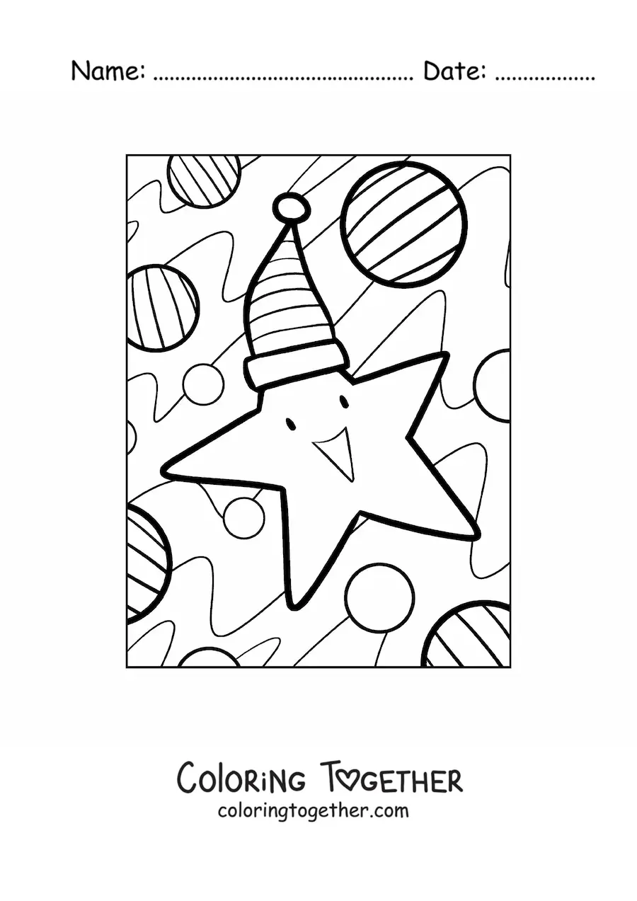 Coloring page of a cartoon Christmas star