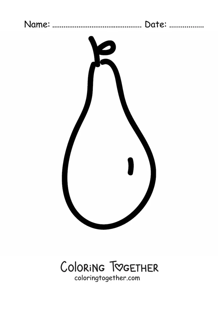 Coloring page of an elongated pear