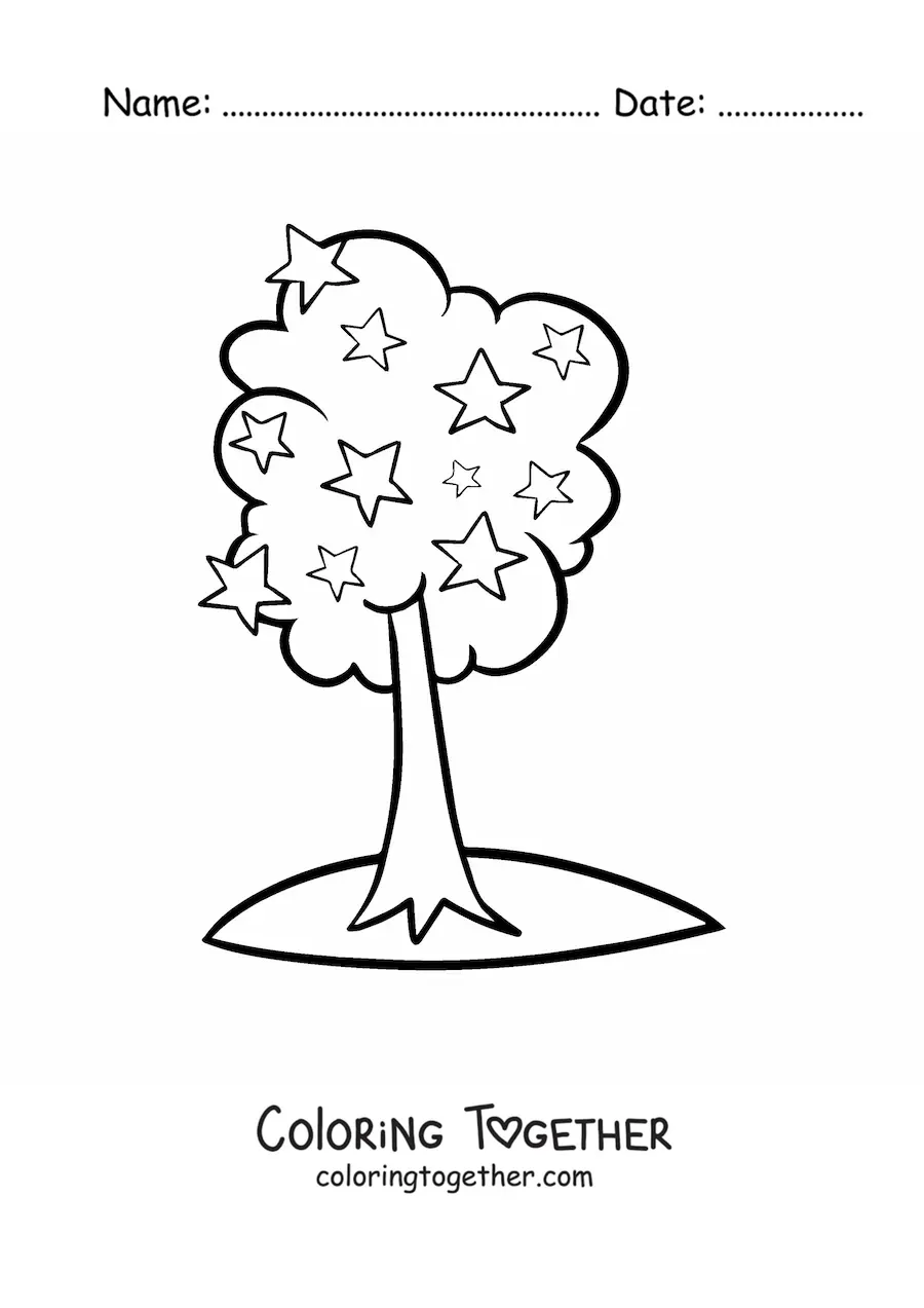 Coloring page of a tree of stars
