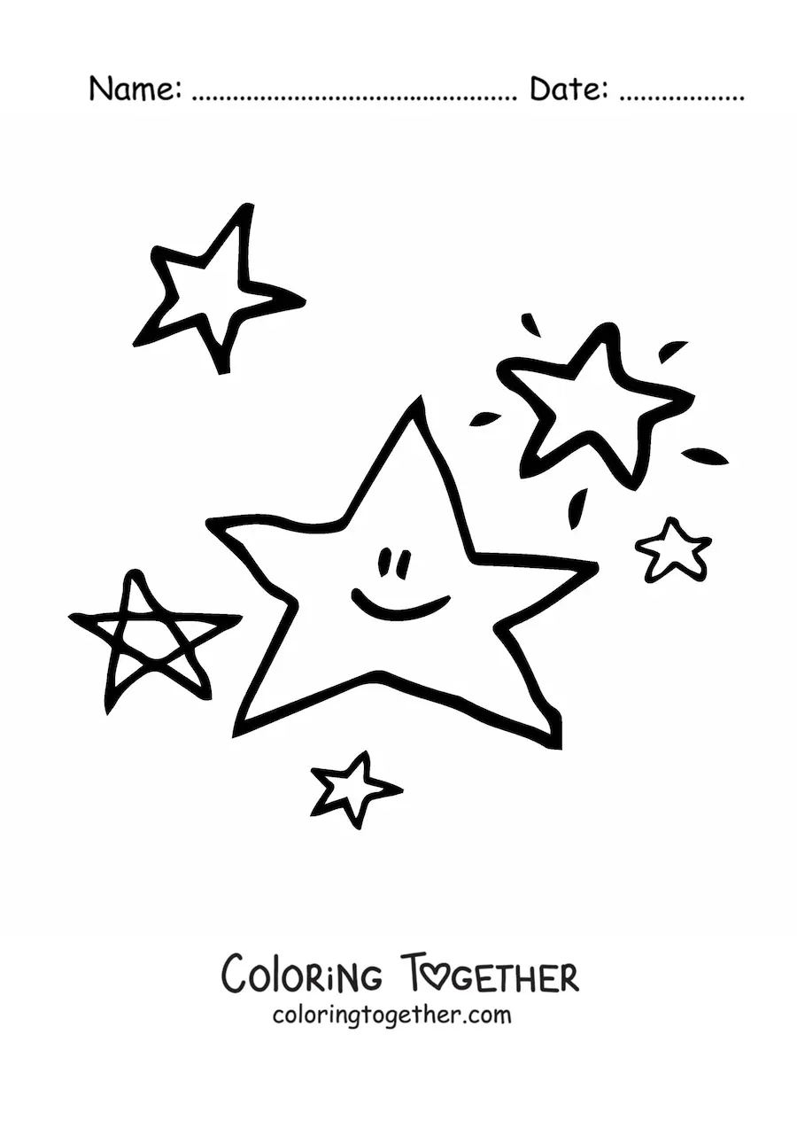 Coloring page of several 5-pointed stars
