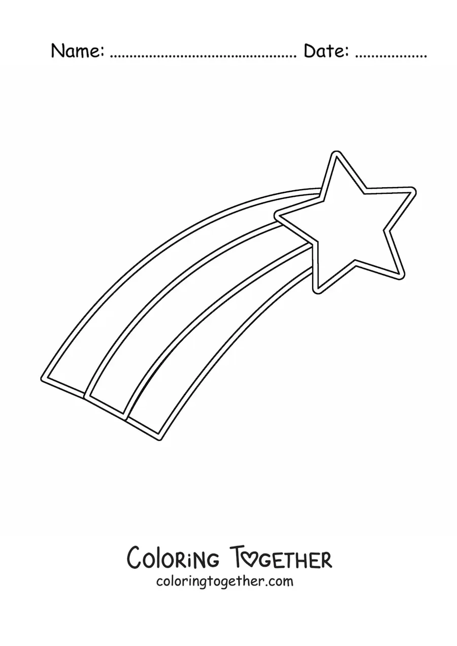 Coloring page of a simple shooting star
