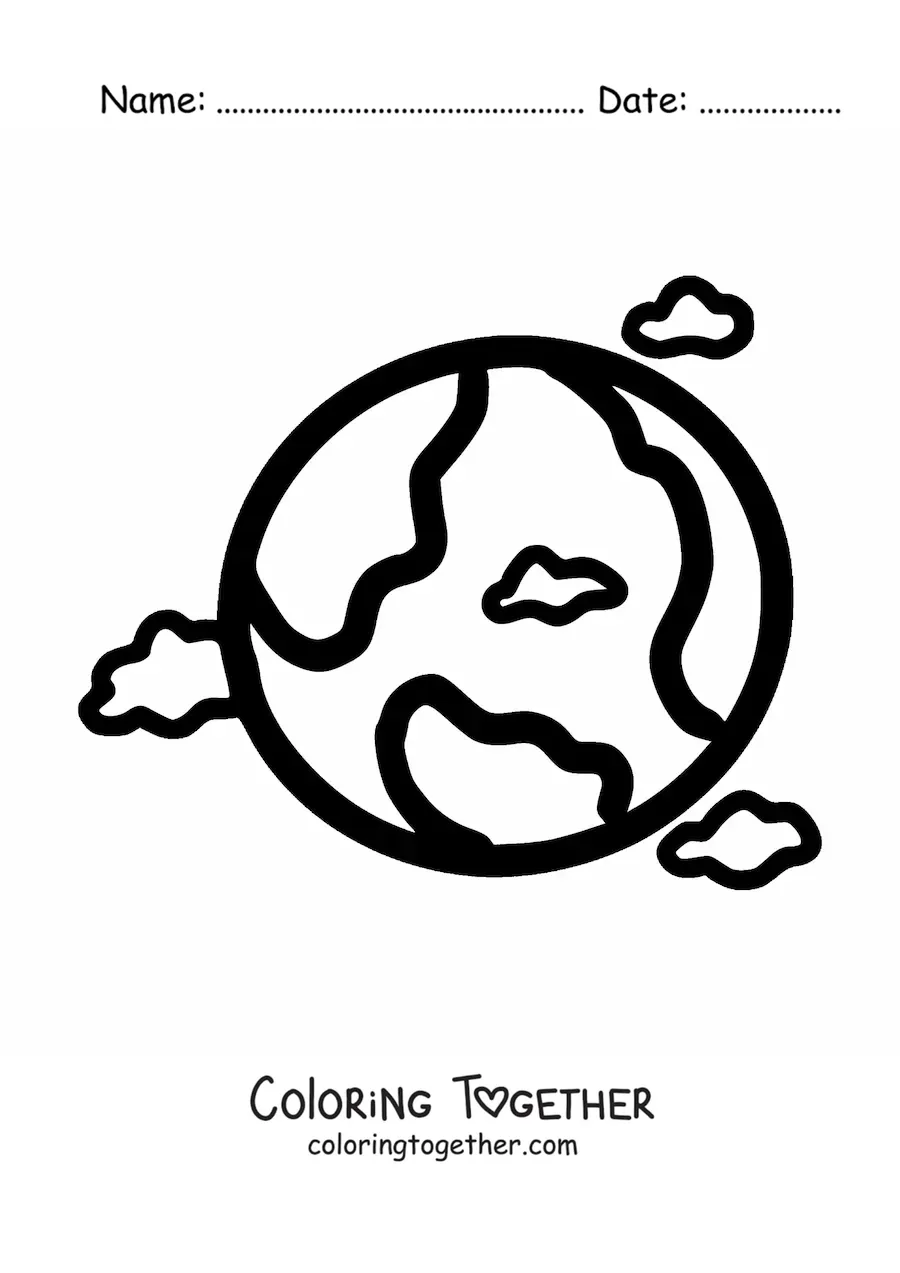 Coloring page of the Earth