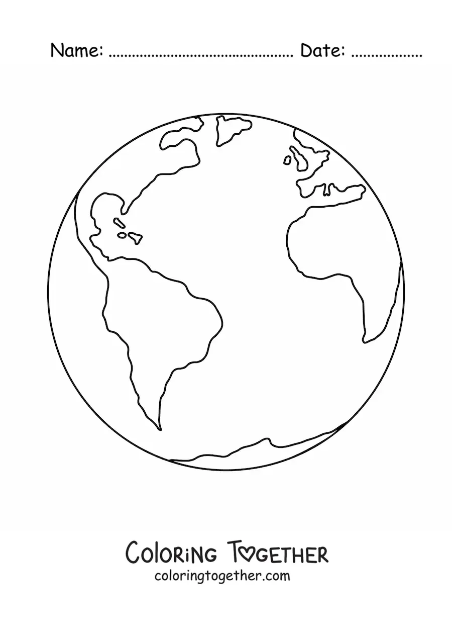 Coloring page of the planet Earth