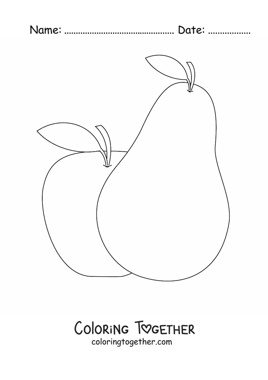 Coloring page of a pear and an apple