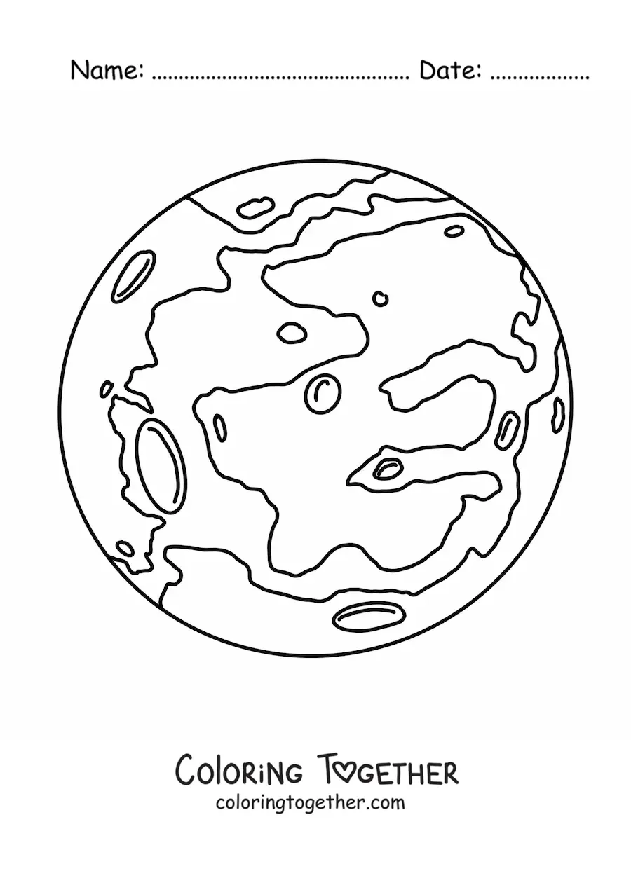 Coloring page of the planet Mercury
