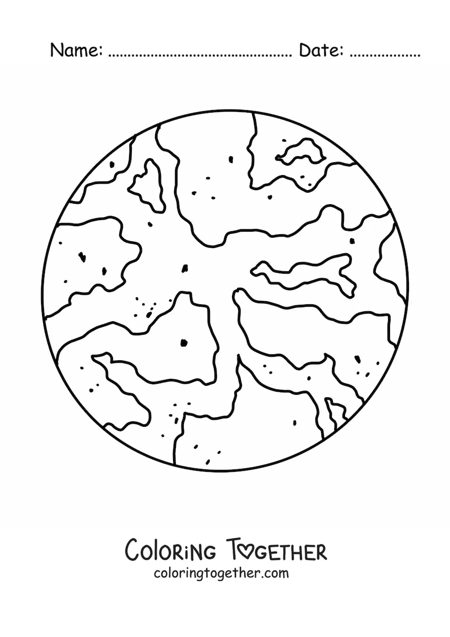 Coloring page of the planet Mars