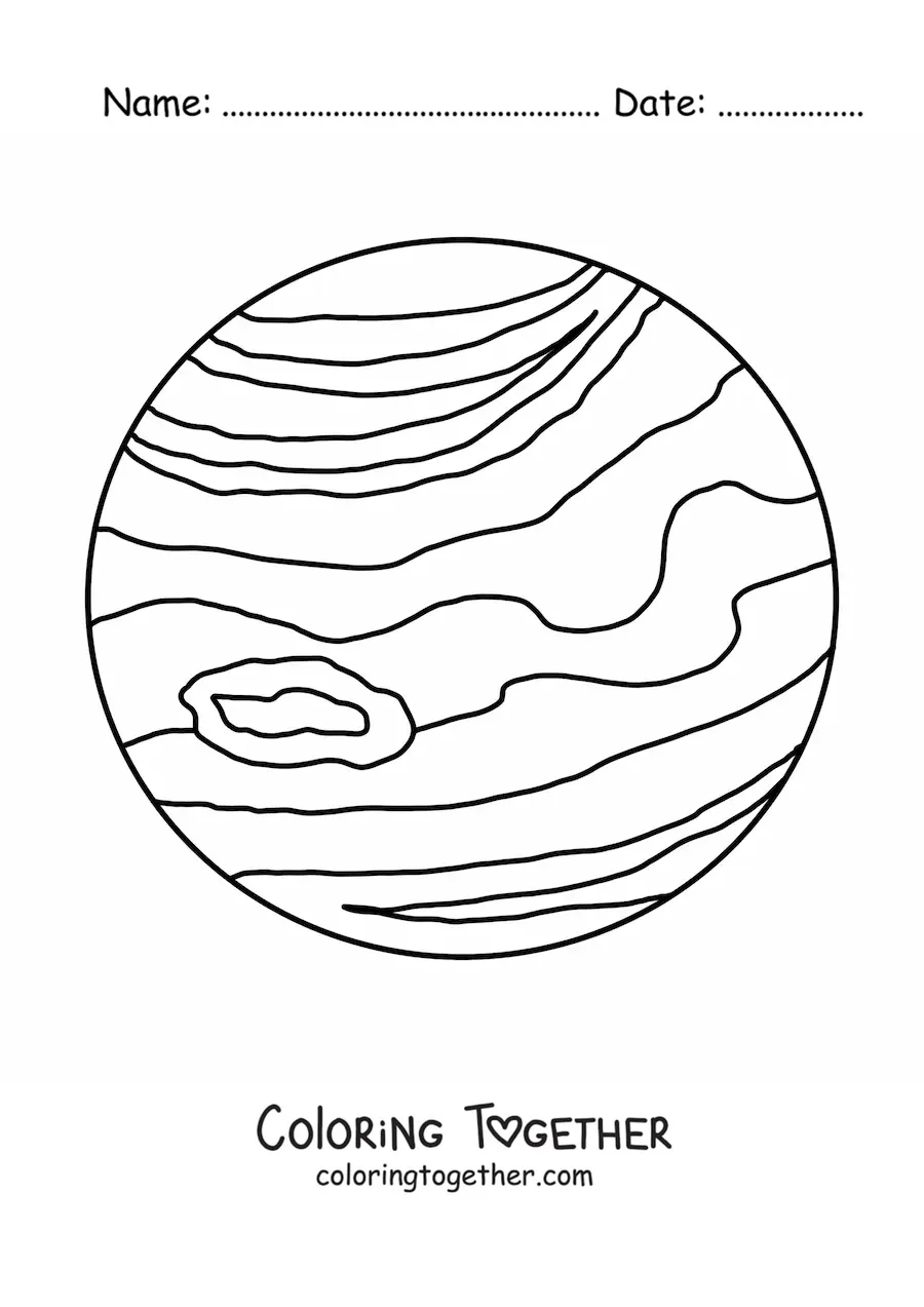 Coloring page of the planet Jupiter