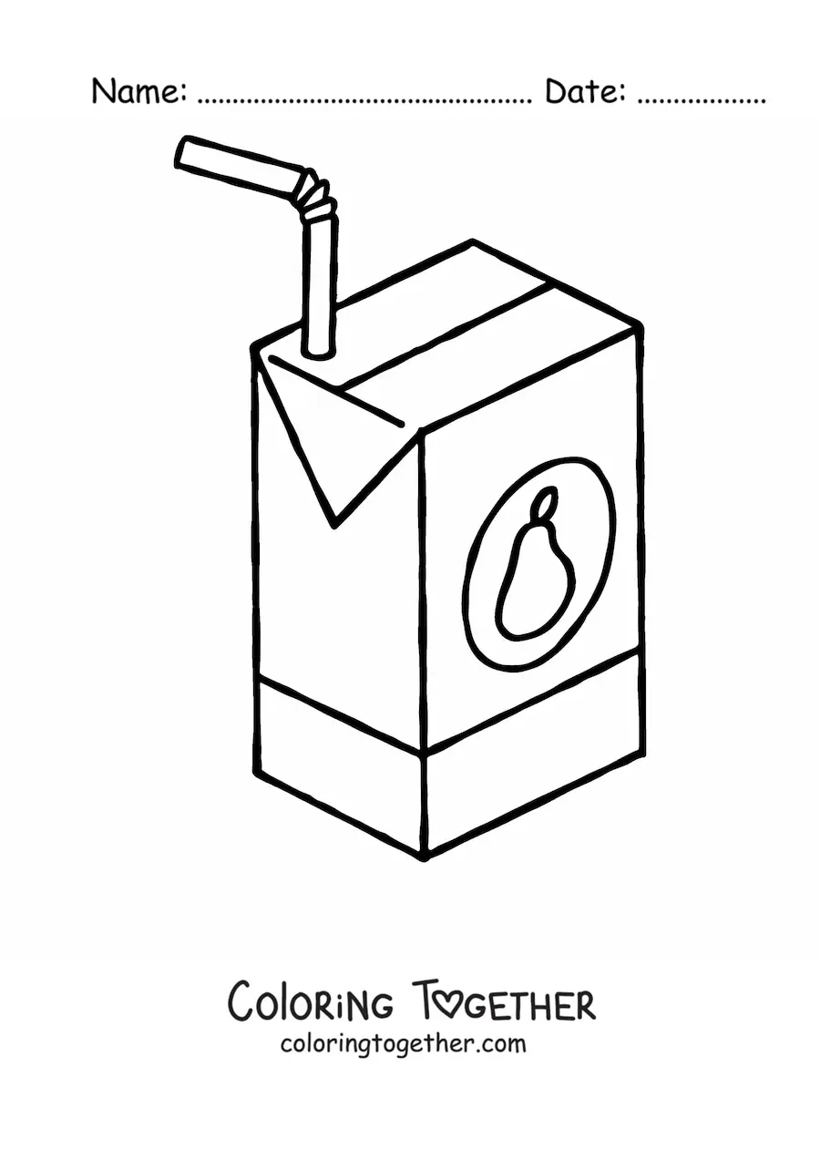 Coloring page of a carton of pear juice