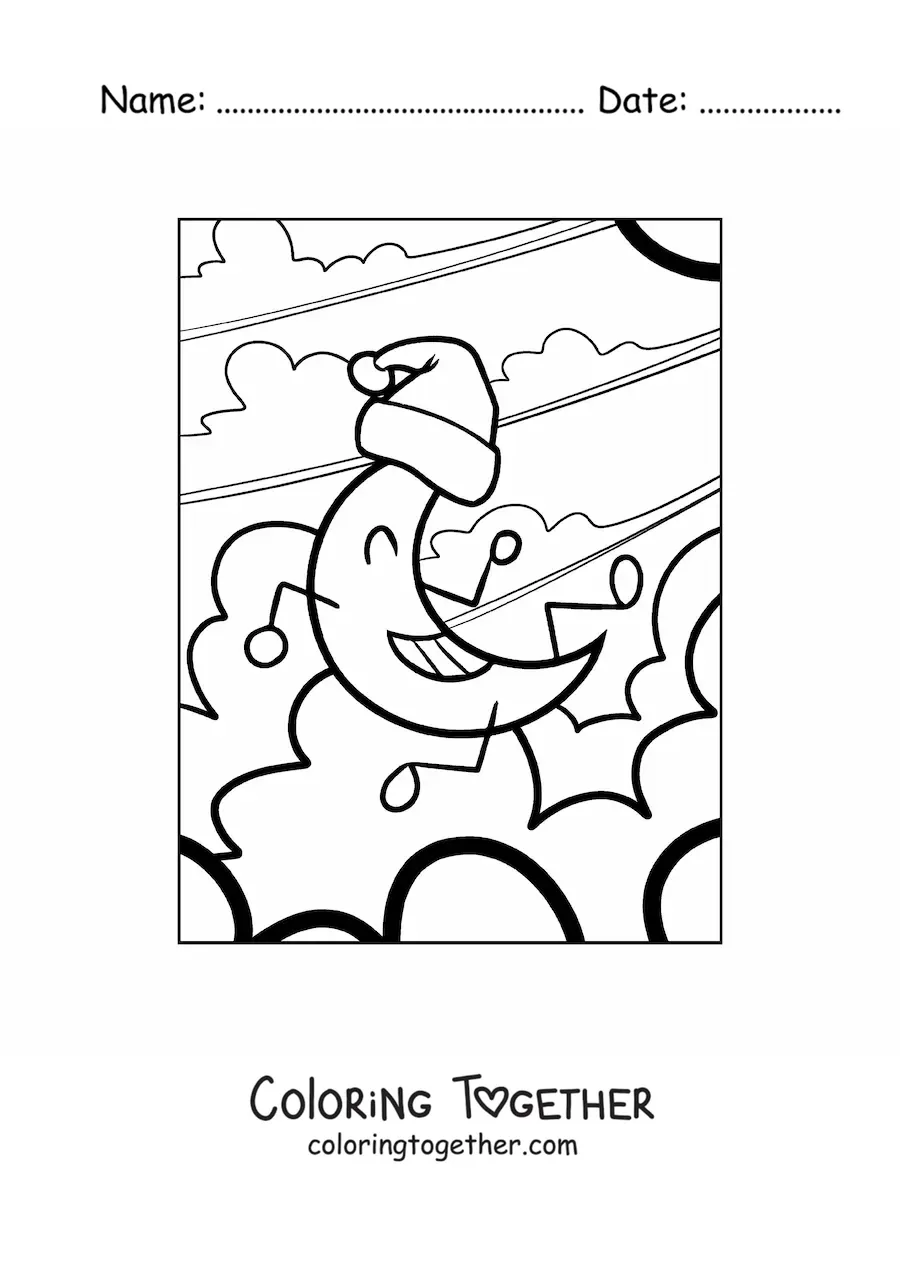 Coloring page of a cartoon Moon