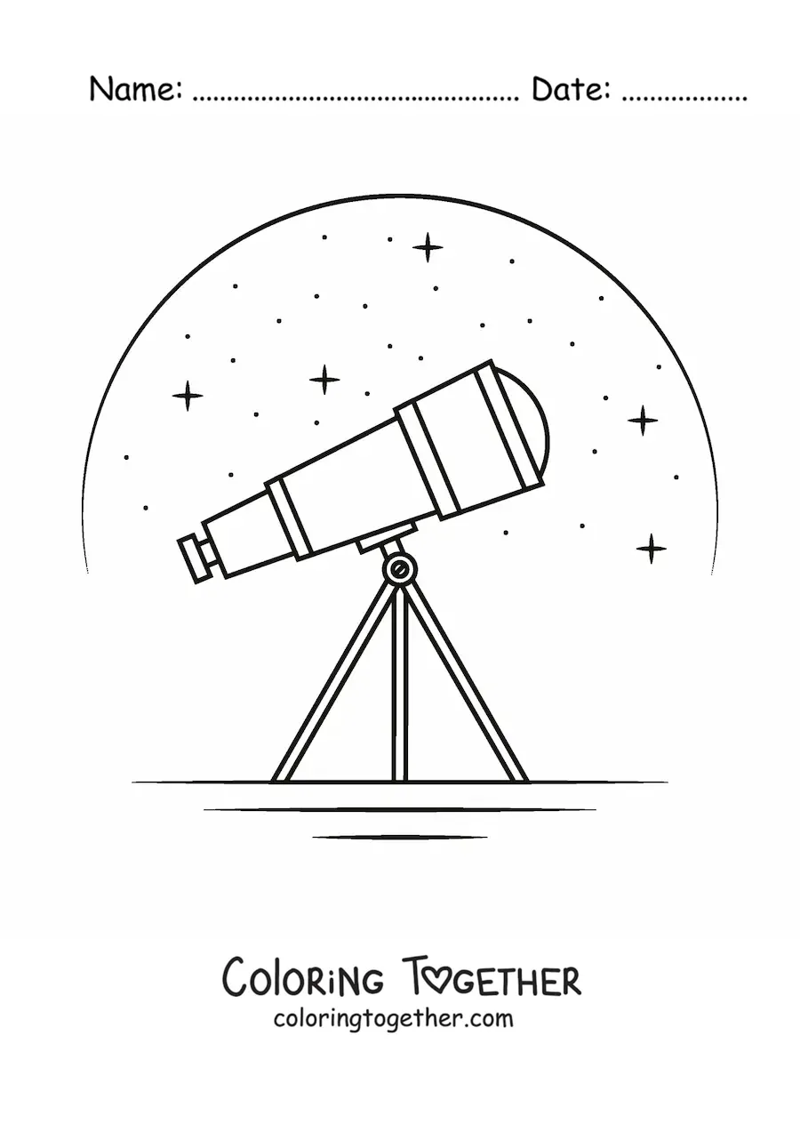 Coloring page of a telescope