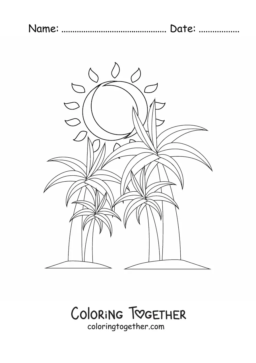 Coloring page of a summer landscape