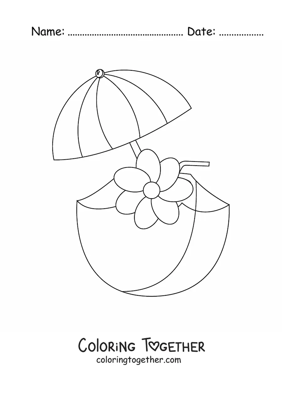 Coloring page of a refreshing drink for summer
