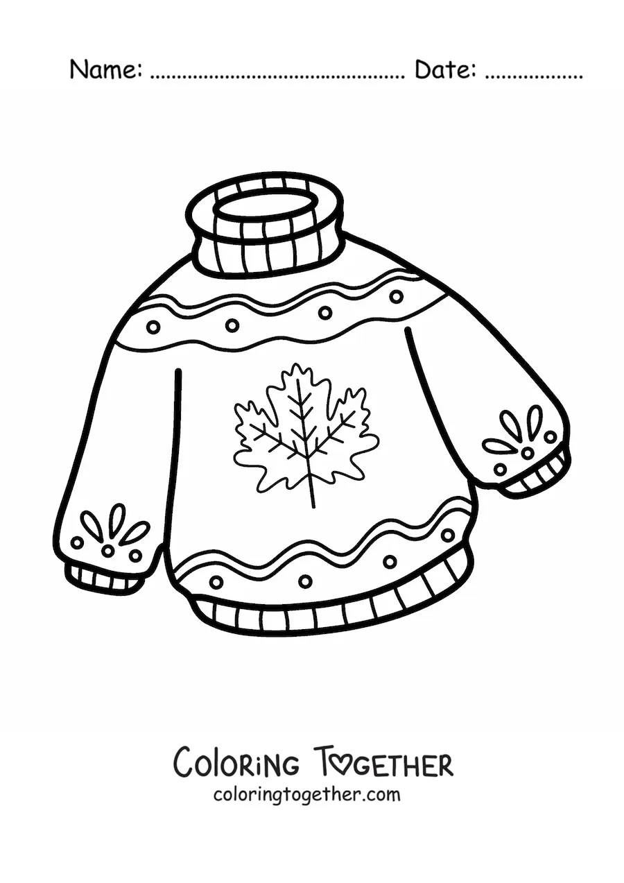 Coloring page of an autumn sweater