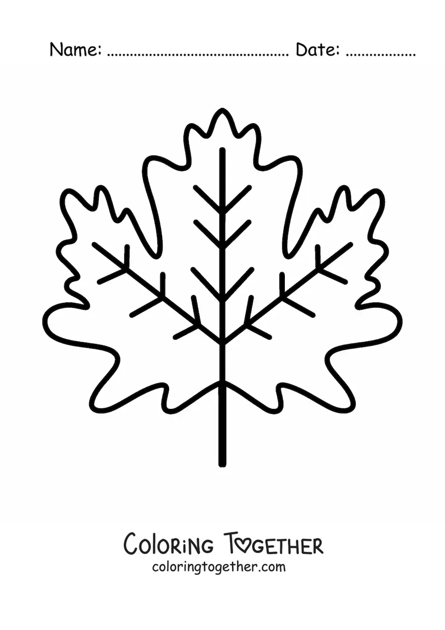 Coloring page of an autumn leaf