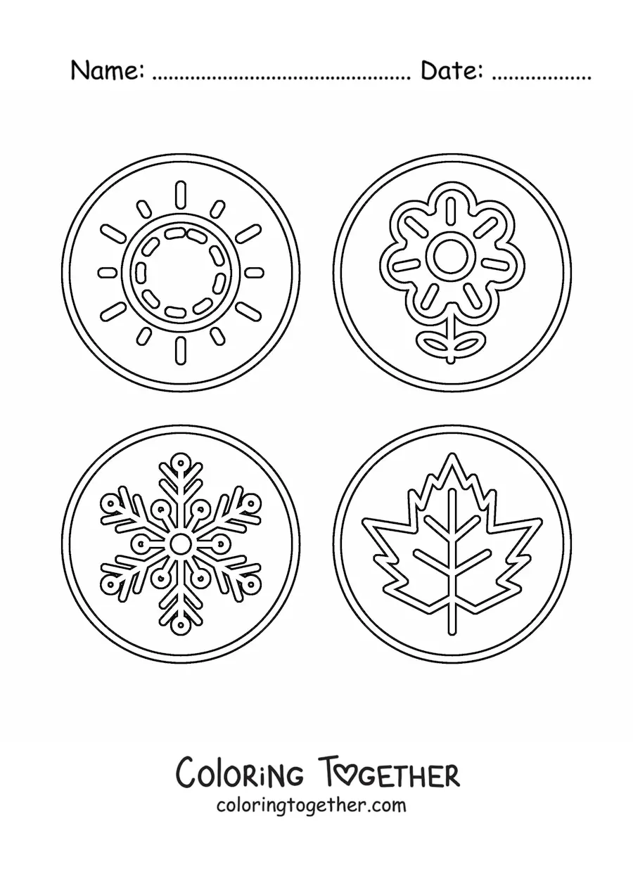 Coloring page of the seasons of the year