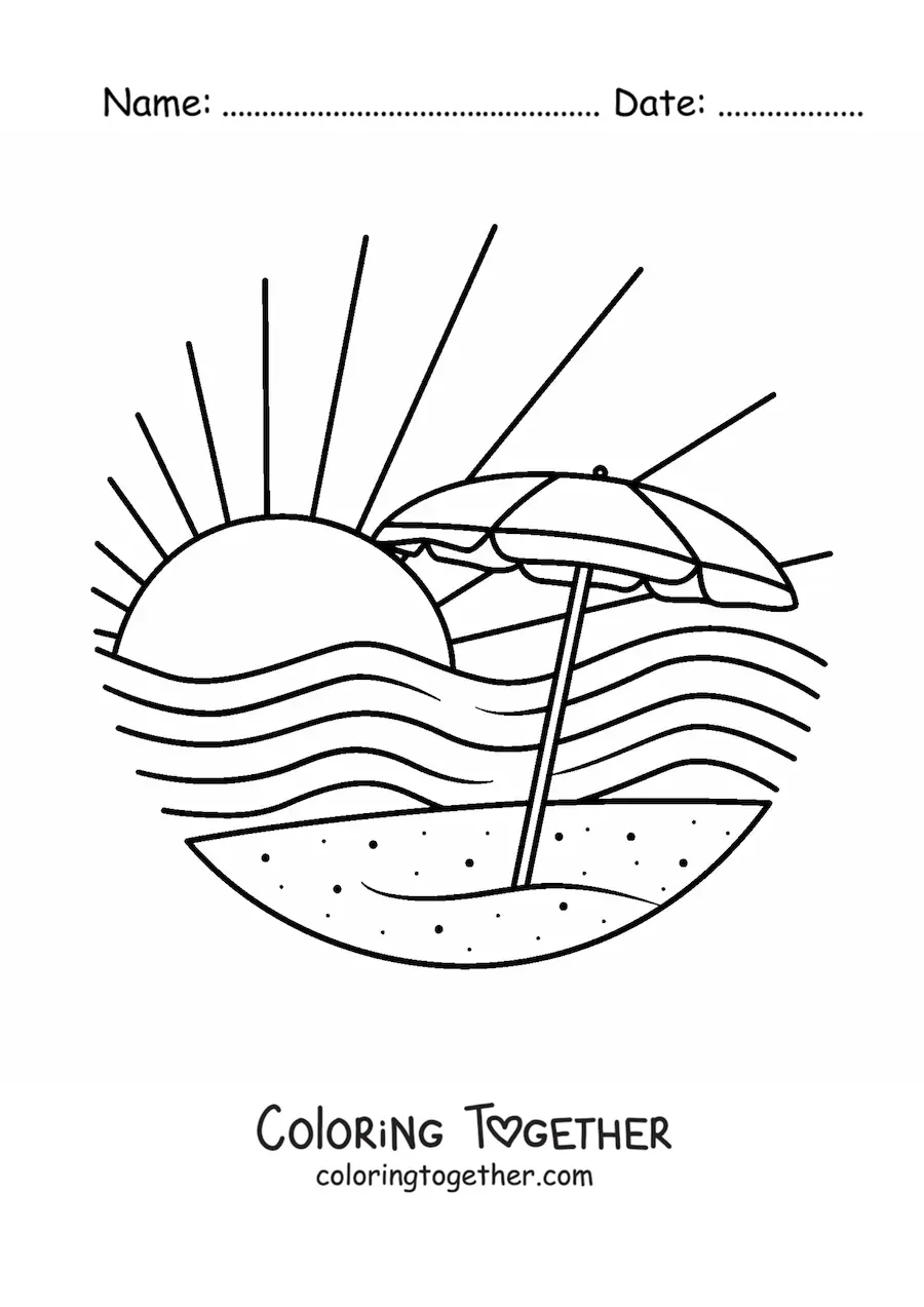 Coloring page of a beach umbrella