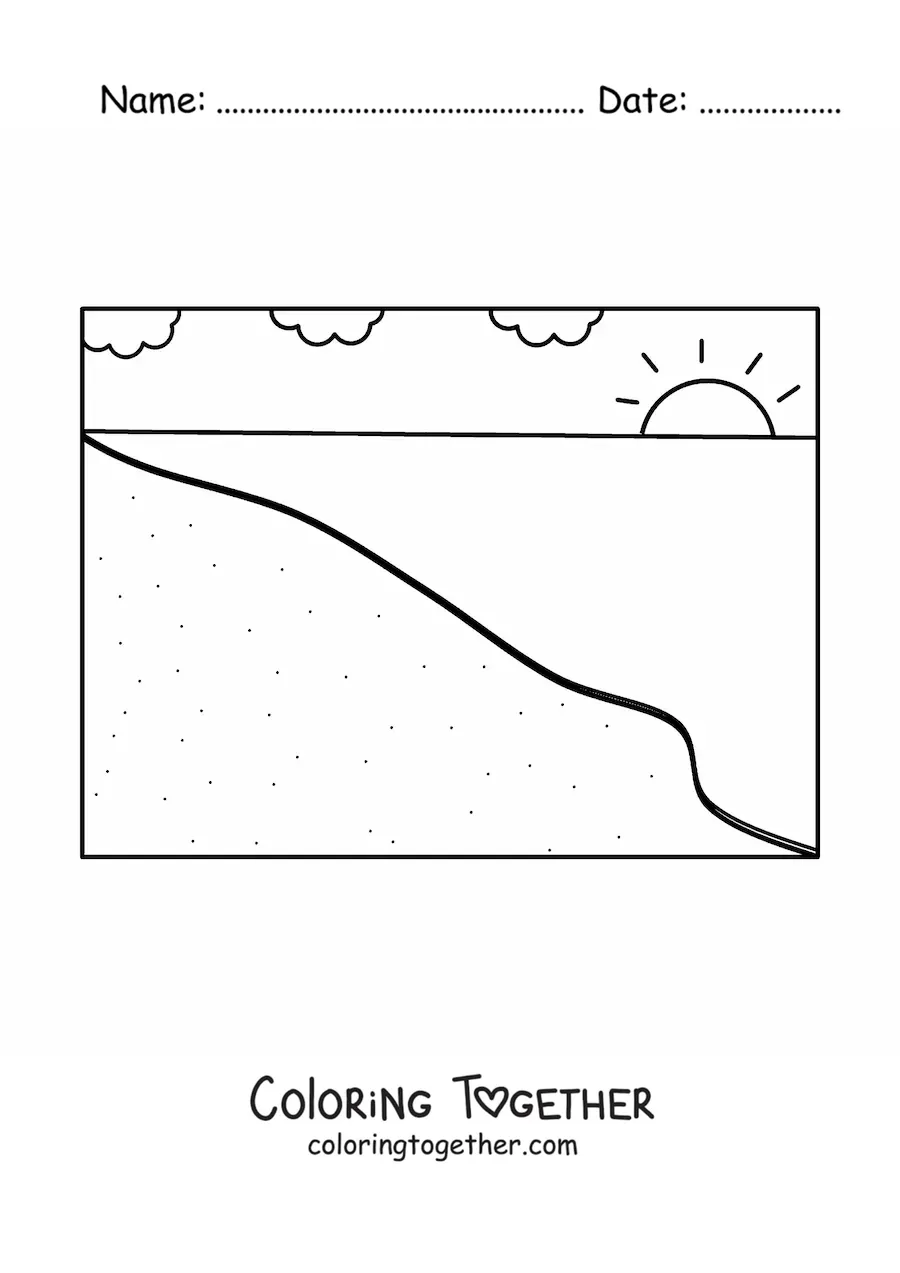 Coloring page of the beach shore