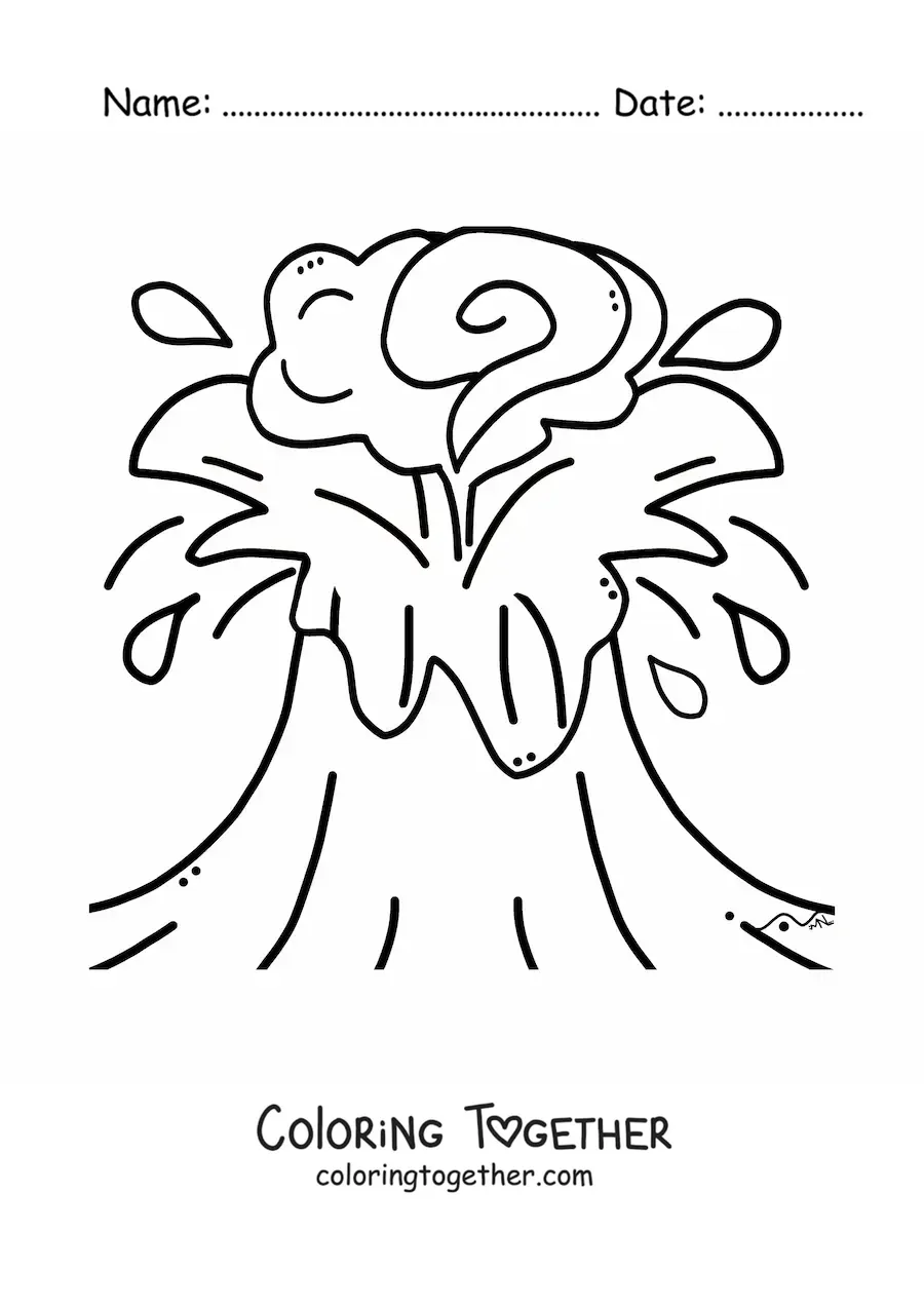 Coloring page of a volcanic eruption