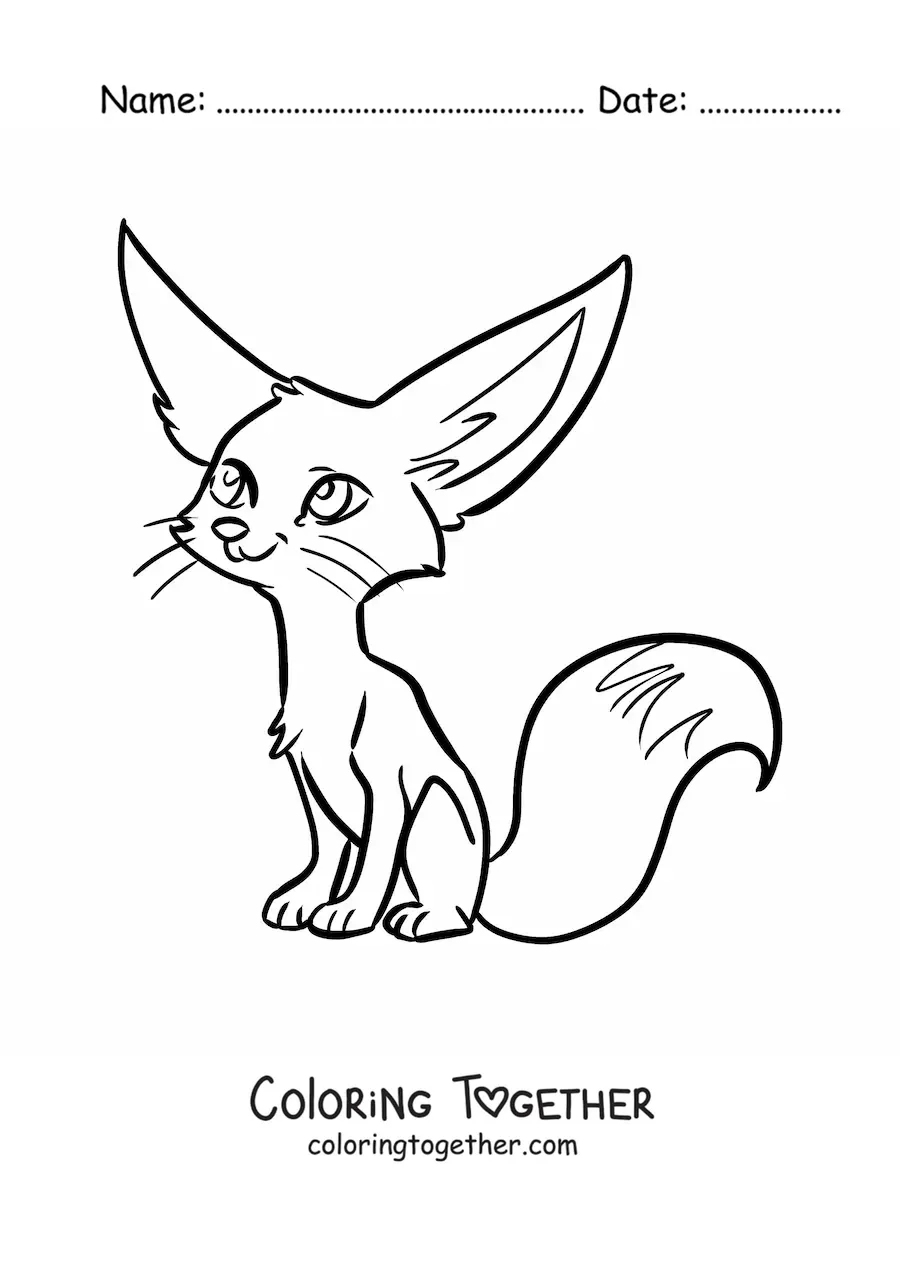 Coloring page of a desert fox