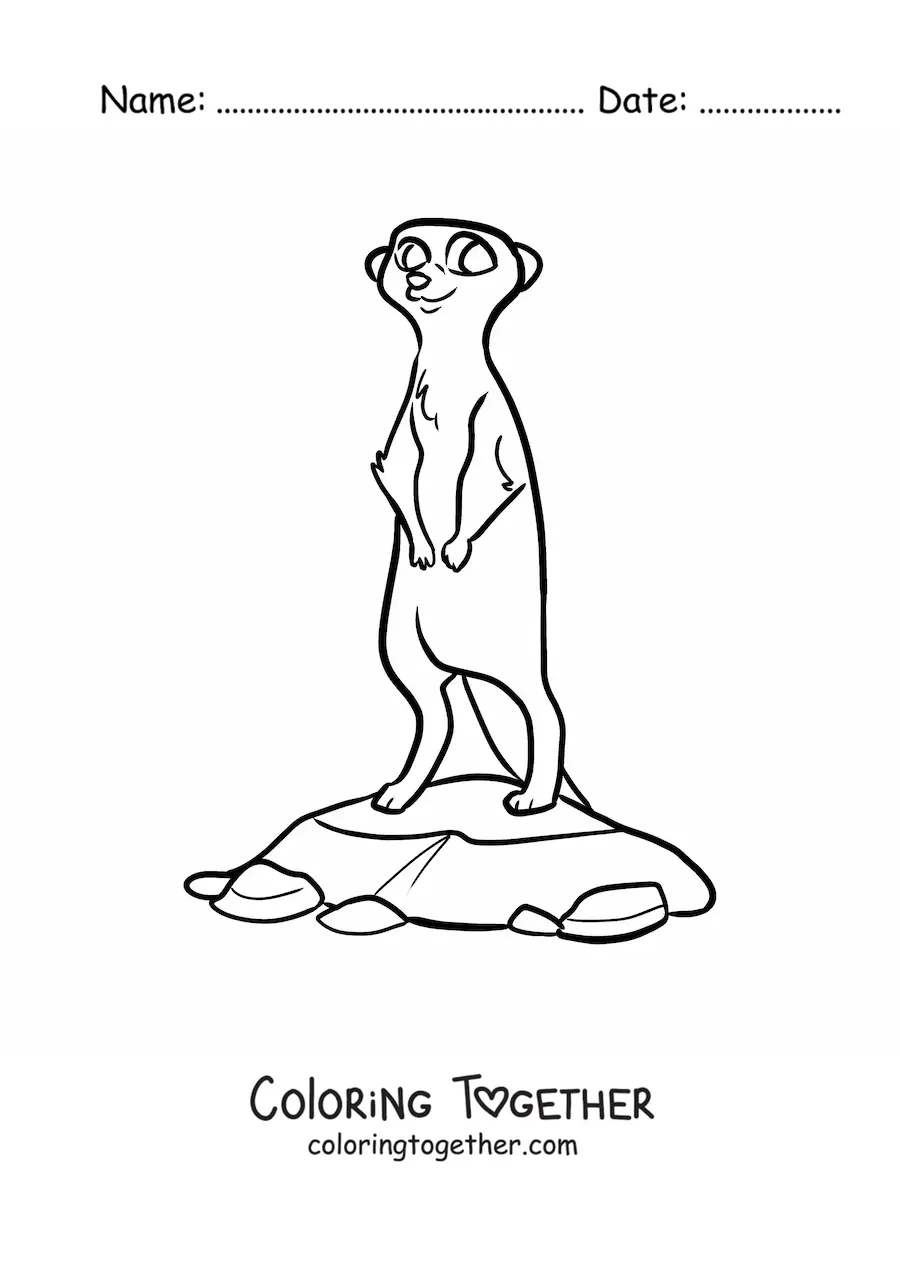 Coloring page of a desert meerkat