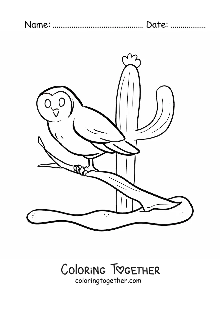 Coloring page of a desert owl