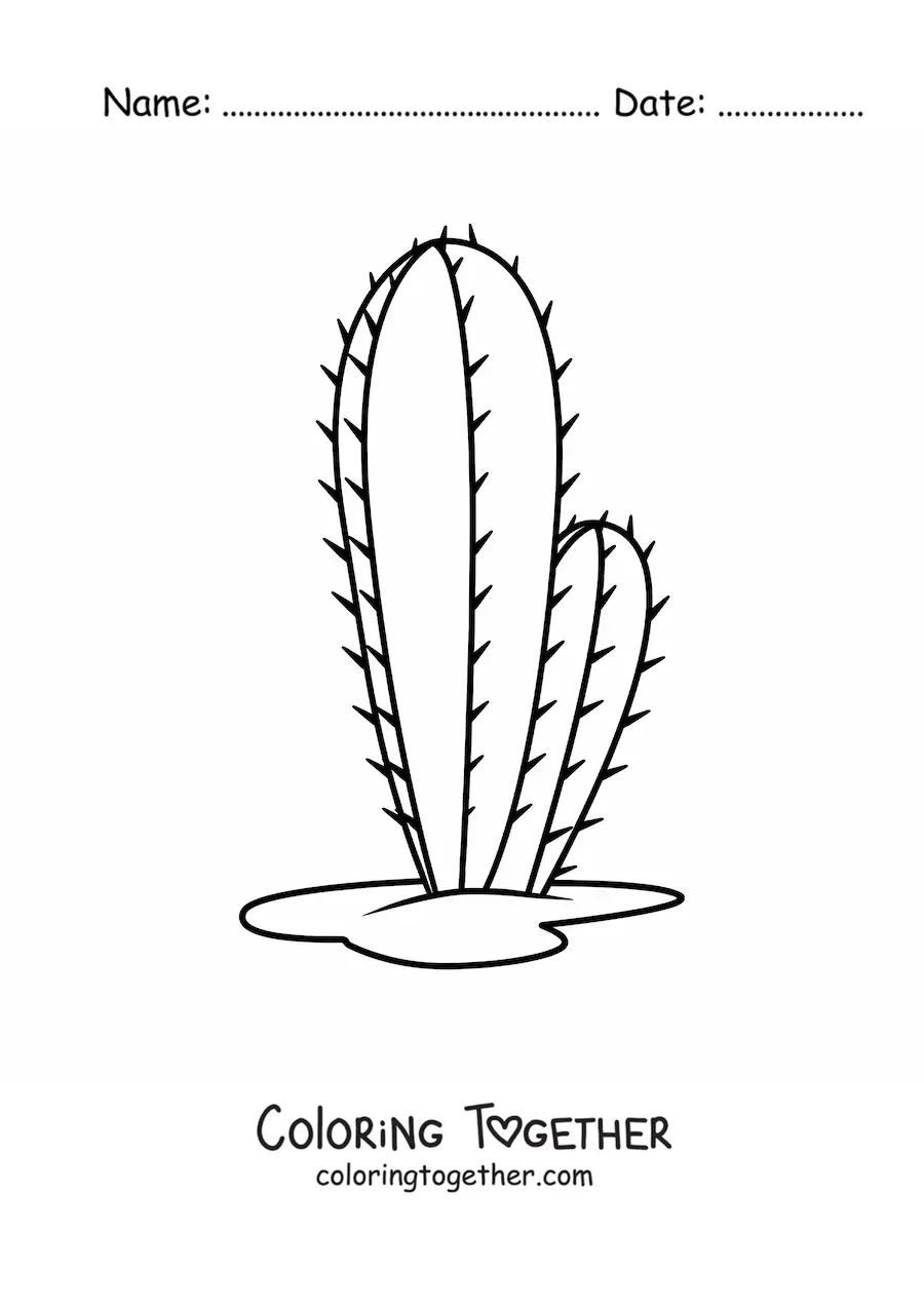 Coloring page of a simple cactus
