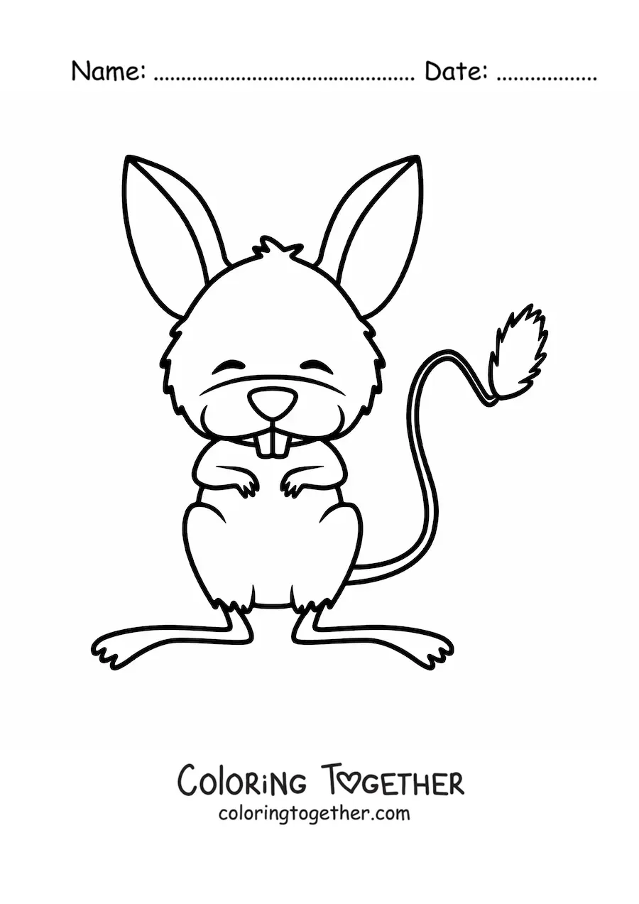 Coloring page of a cartoon desert mouse