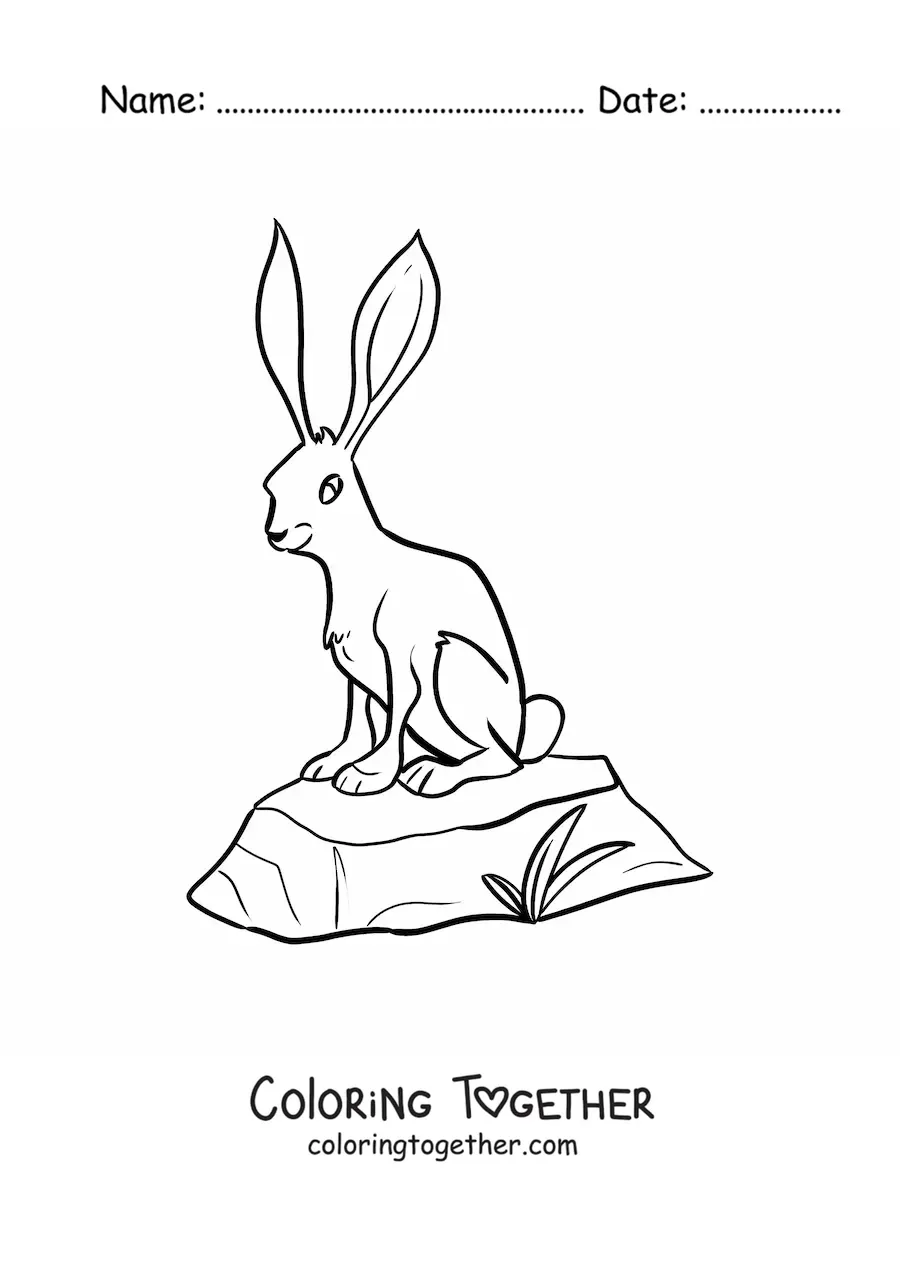 Coloring page of a desert hare