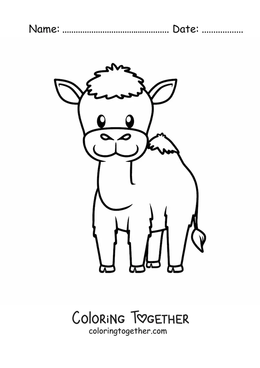 Coloring page of a cartoon dromedary