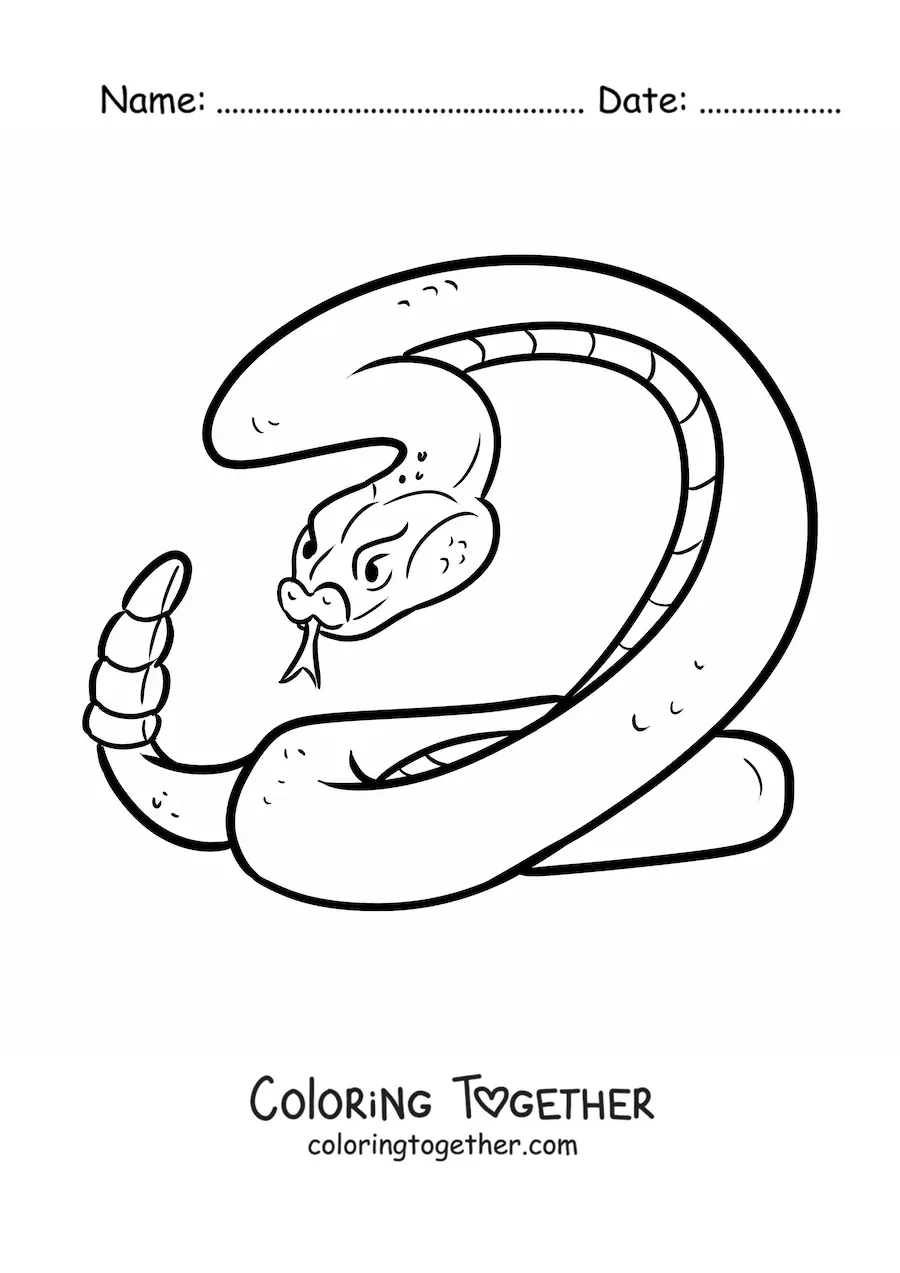 Coloring page of a rattlesnake