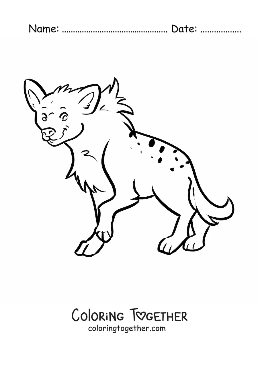 Coloring page of a desert hyena