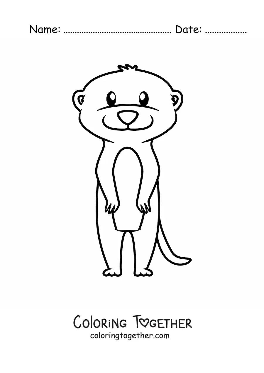 Coloring page of a cartoon desert meerkat