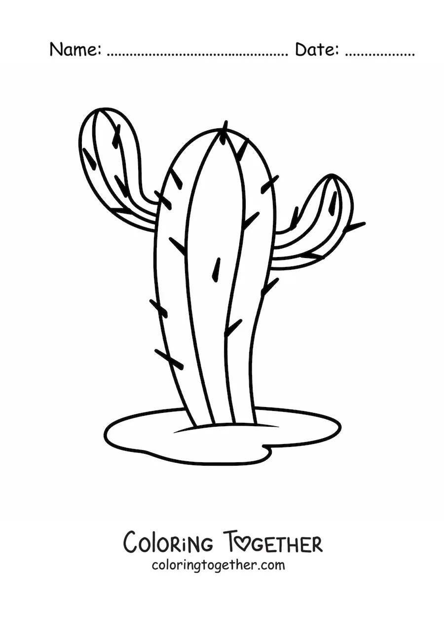 Coloring page of a cactus