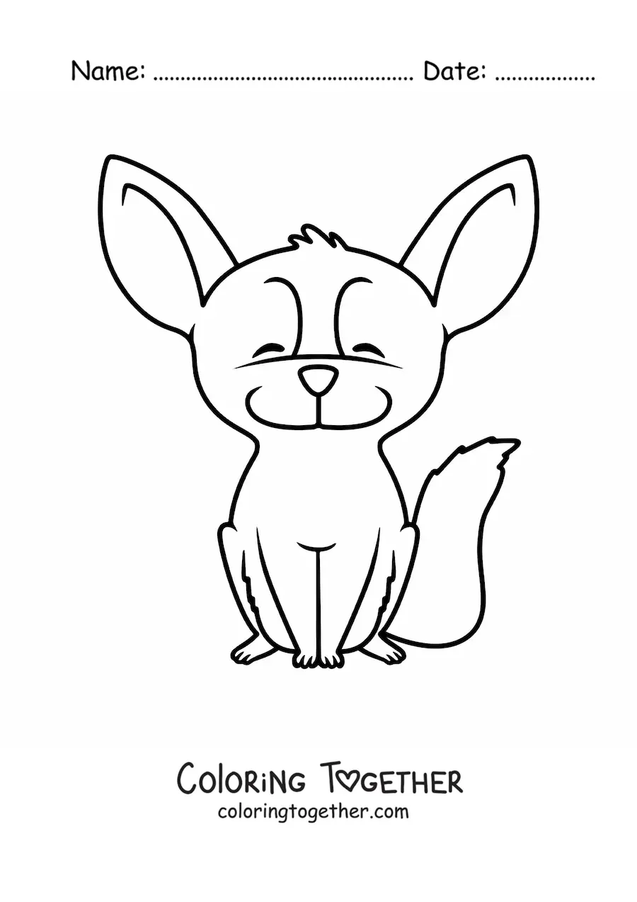 Coloring page of a cartoon desert fox