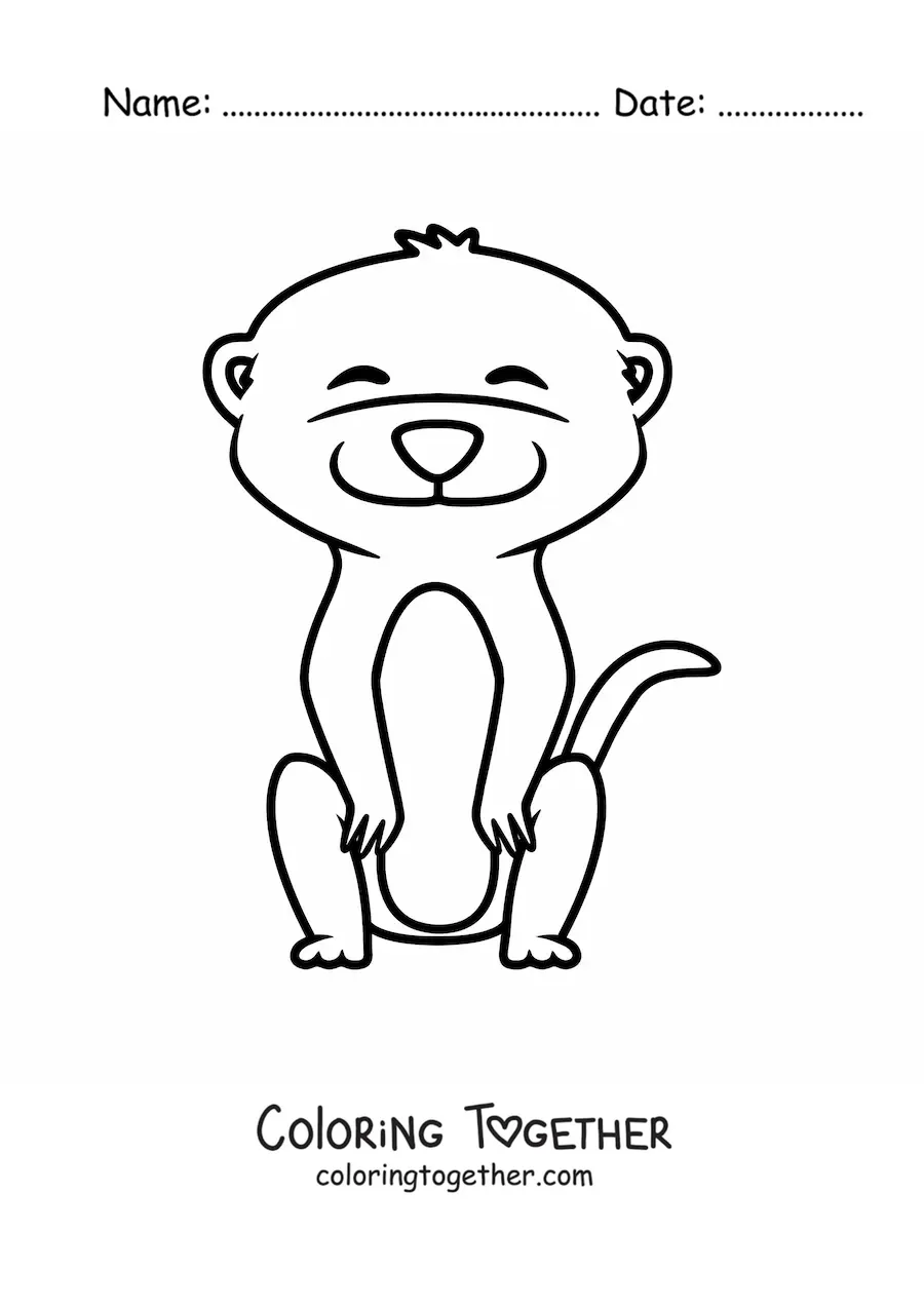 Coloring page of a cartoon meerkat