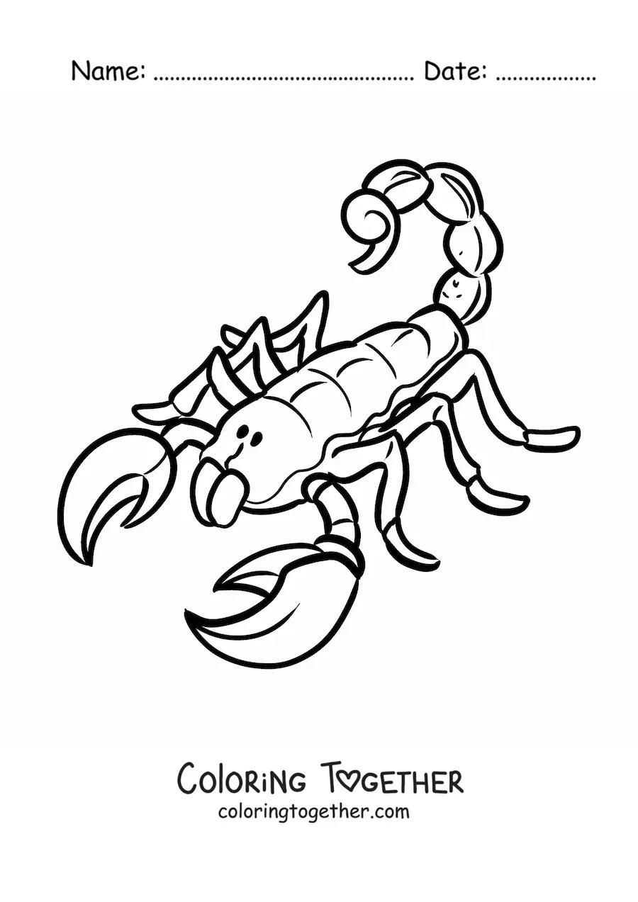 Coloring page of a desert scorpion