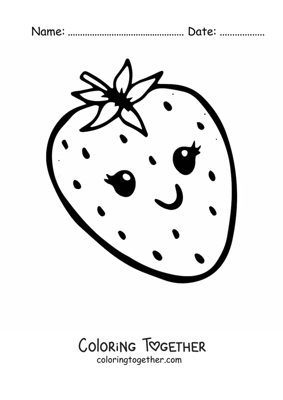 Coloring page of a kawaii strawberry