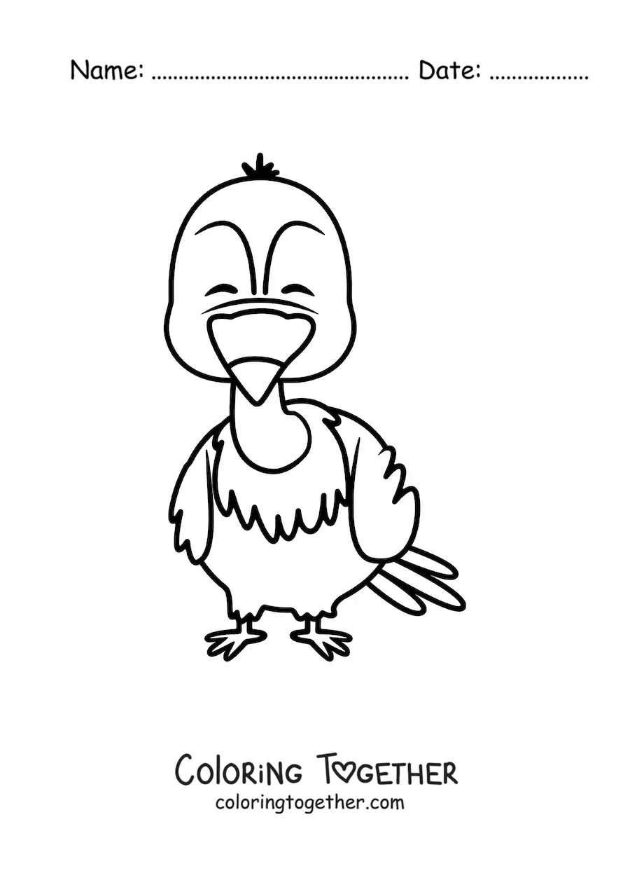 Coloring page of a cartoon desert vulture