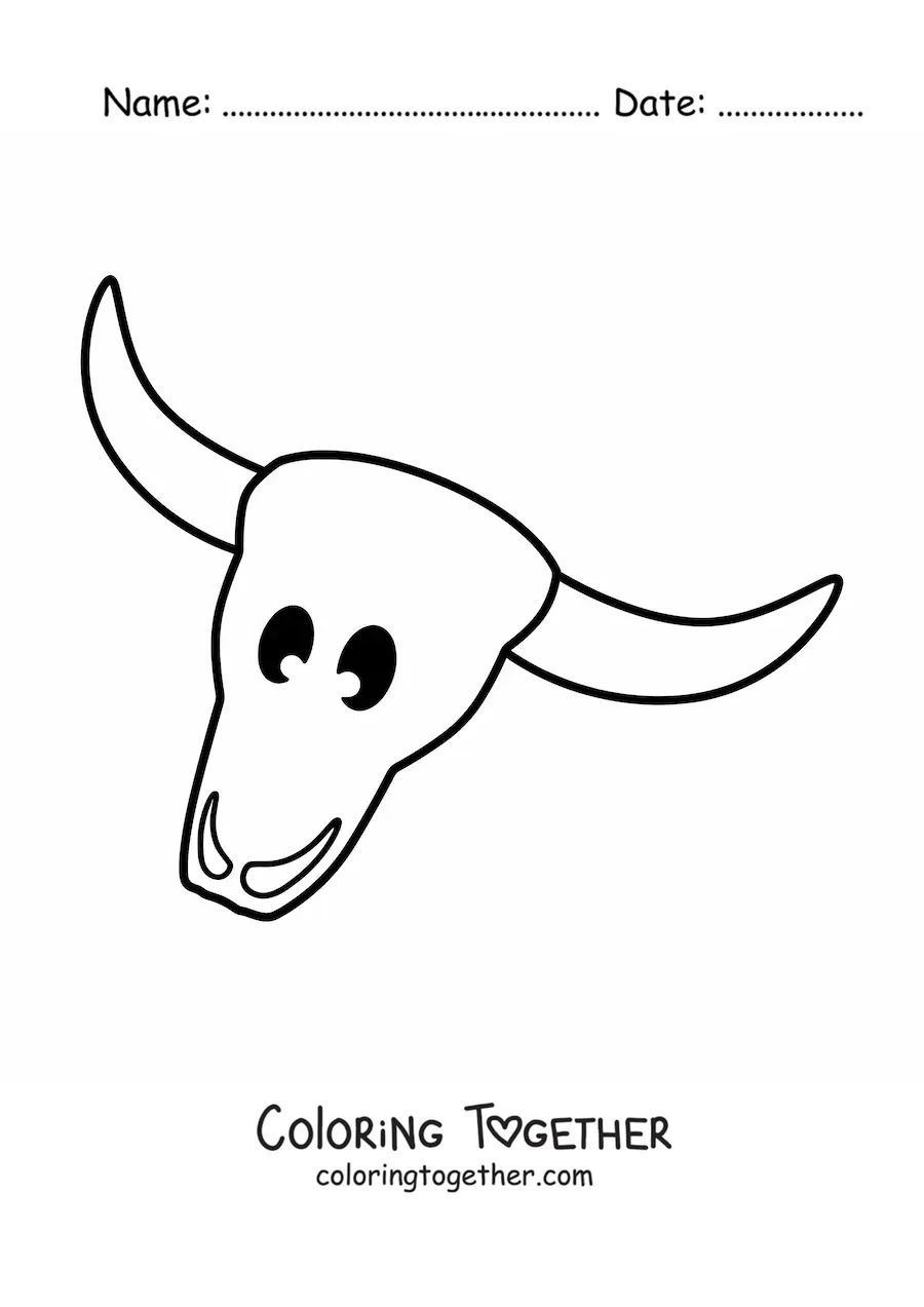 Coloring page of a desert bull skull