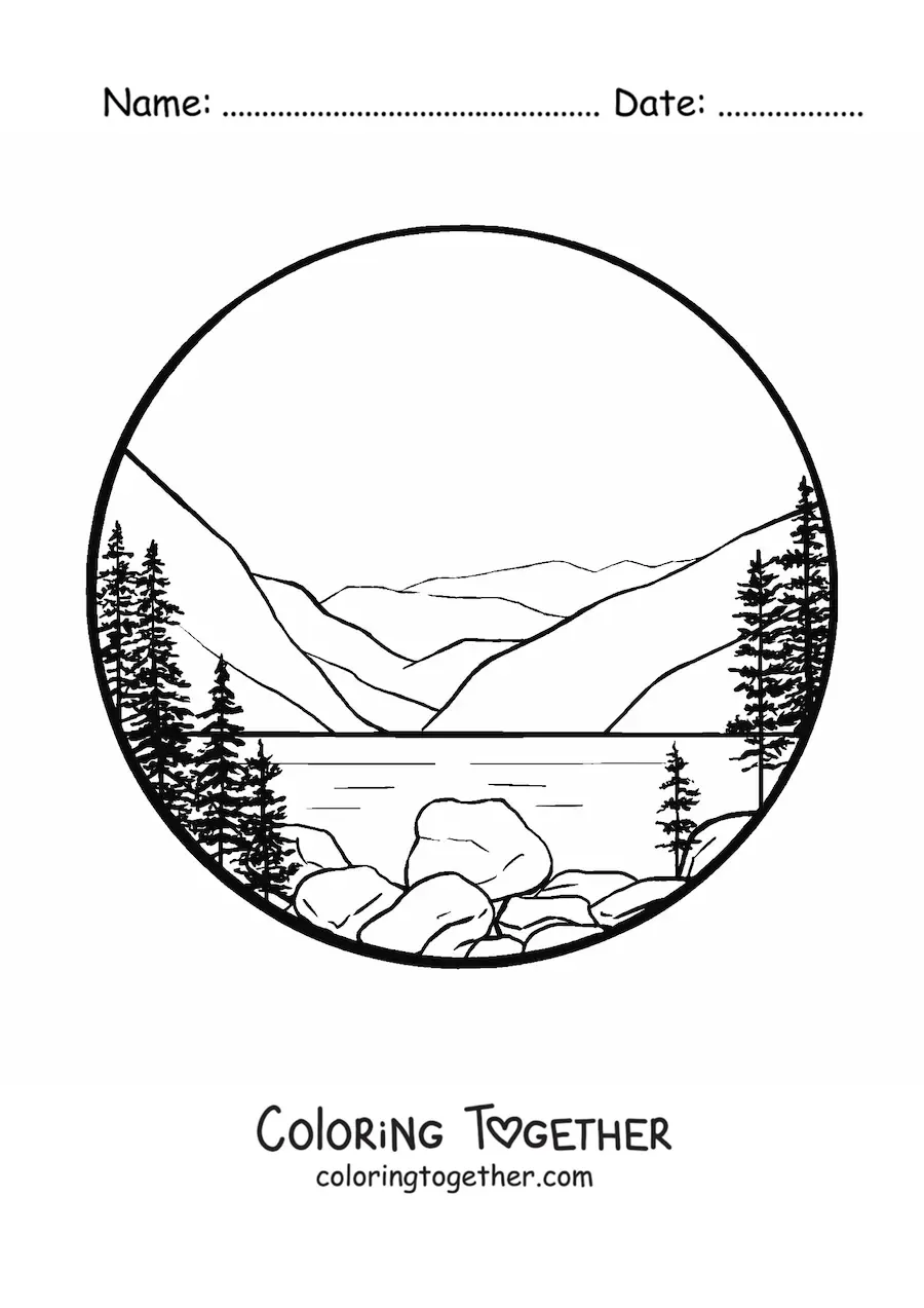 Coloring page of a lake